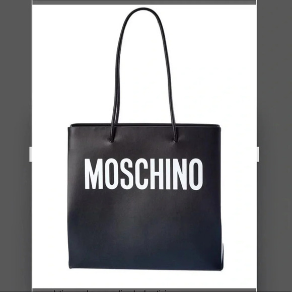! Moschino Women's Black Logo Leather Tote - Picture 1 of 13